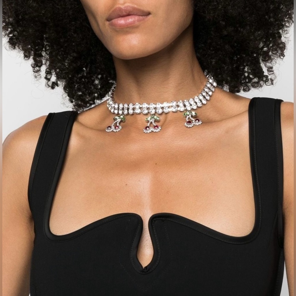 ネックレス・ペンダント ALESSANDRA RICH NECKLACE (FABA3269J0024 0002) ALESSANDRA RICH Silver-tone, crystal and faux pearl choker